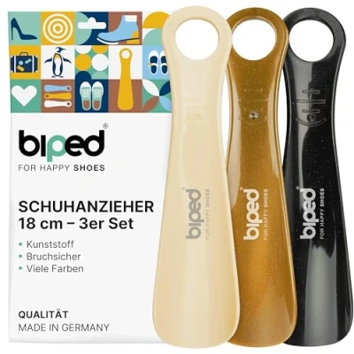Abbildung von biped 3er Set Schuhanzieher Kunststoff 18 cm Schuhlöffel deutsche Herstellung z1570(noble cream)