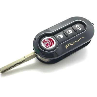 Abbildung von Nordecco Fiat 500 Schlüsselhülle passend für 500C 500L Abarth Grande Punto Brava Panda Stilo Linea 3 Tasten Schlüssel Flip (Schwarz Gold)