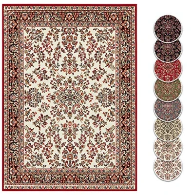 Abbildung von Home affaire Teppich »Halton«, rund, 8 mm Höhe, Kurzflor, Orient Optik, mit Bordüre, robust, pflegeleicht, gekettelt