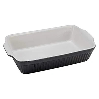 Abbildung von CreaTable, 23531, Serie Classic BLACK &amp; WHITE, 1 teiliges Geschirrset, Auflaufform aus Steinzeug, spülmaschinen und mikrowellengeeignet, Made in Portugal