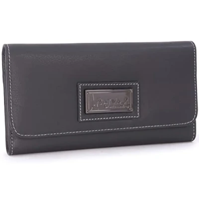 Abbildung von Catwalk Collection Handbags Geldbörse Damen Leder Portemonnaie Mittelgroß 14 Kartenfächer und Münzfach RFID Blocker Gemma Schwarz