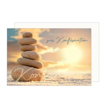 Abbildung von Edition Seidel Premium Glückwunschkarte zur Konfirmation mit Umschlag. Konfirmationskarte Karte Spruch Grusskarte Steine Himmel Junge Mädchen (KF313 SW024)