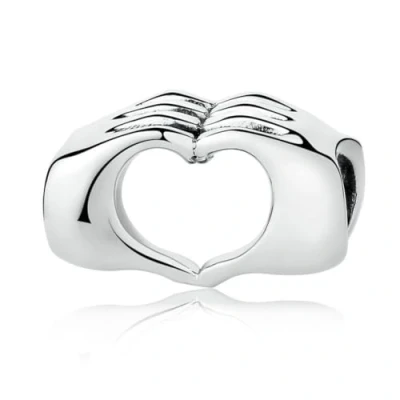 Abbildung von Love in Your Hand Charm 925 Sterling Silber Herz Glaube Freundschaft für Pandora Armband
