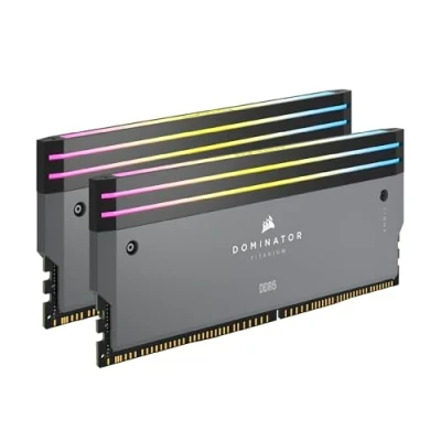 Abbildung von CORSAIR Dominator Titanium DDR5 RGB Lichtverstärkungs Kit 2X Module 0GB RAM iCUE Kompatibel Grau