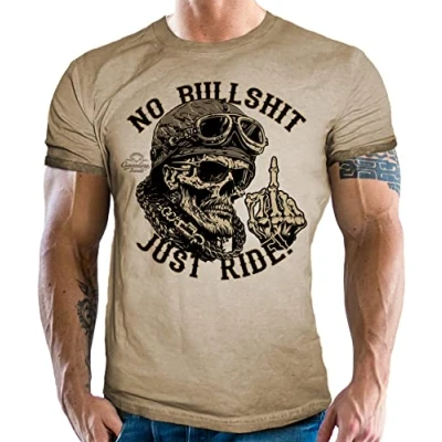 Abbildung von Gasoline Bandit Biker Racer Motorrad Herren T Shirt: Just Ride