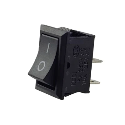 Abbildung von Wippschalter, Kippschalter, Geräteschalter, Mini Wippenschalter 250V 6A 125V 10A AC, KCD1 (6V 9V 12V 24V AC/DC) schwarz rechteckig 19 x 13 mm, 2 Polig EIN/AUS