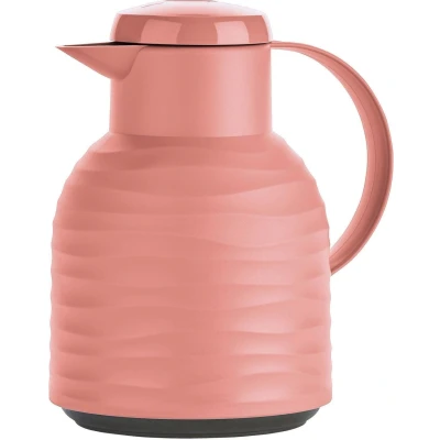 Abbildung von Emsa N40107 Samba Wave Isolierkanne Quick Press Kunststoff Glas Isolierkolben Kaffeekanne: 12h heiß/24h kalt 100 % dicht Koralle 1,0 Liter
