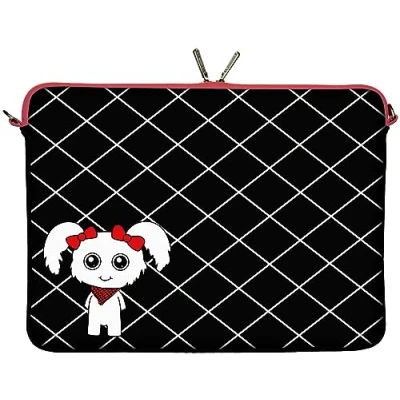Abbildung von Digittrade LS159 13 Fluffy Designer Netbook Schutzhülle 13.3 Zoll (33.8 cm) Neopren Tablet Tasche &amp; Ultrabook 14 Muster Mädchen schwarz rot weiß