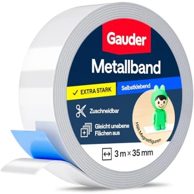 Abbildung von GAUDER Metallband selbstklebend I Ideal für Tonies® Figuren &amp; Regale Ferroband Magnetband Magnete Eisenband Stahlband (3m)