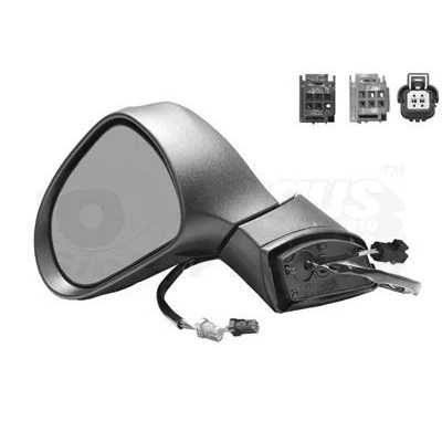 Abbildung von Außenspiegel Van Wezel 4029807 links grundiert Komplettspiegel, konvex, für elektr.Spiegelverstellung, beheizbar PEUGEOT: 207 Hatchback, SW