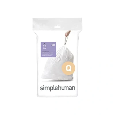 Abbildung von simplehuman CW0176 Code Q passgenaue Müllbeutel, 50 60 Liter, Packung mit 20, weißer Kunststoff