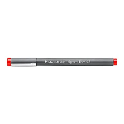 Abbildung von STAEDTLER pigment liner, rot, Linienbreite 0,3 mm, dokumentenechte Pigmenttinte, lange Metallspitze, Lebensdauer, 10 Fineliner im Kartonetui, 308 03 2