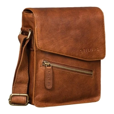 Abbildung von STILORD Umhängetasche aus Leder braun 8 Zoll Schultertasche Vintage Ledertasche für Männer Herren Messenger Bag &#039;Steve&#039;