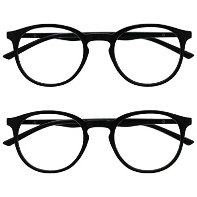 Abbildung von OPULIZE Met Lesebrille Blaulichtfilter 2er Pack Schlank Runder Rahmen Federscharniere Verbessert Schlaf Computer Gaming Entspiegelt Schwarz Herren Damen BB60 1 +1.50