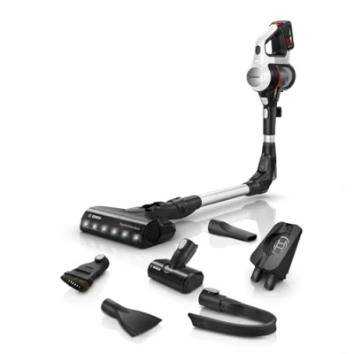Abbildung von Bosch Akku Staubsauger Unlimited 7 BKS711MTB, kabelloser Handstaubsauger, beutellos, Wechselakku, Knickrohr, Hygiene Filter, 10 Jahre Motorgarantie, Mini Turbo Düse, LED Beleuchtung, Turbostufe, weiß