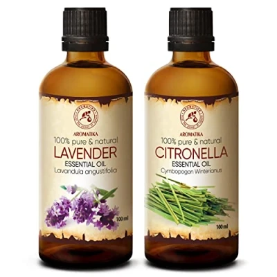 Abbildung von Ätherische Öle Set 2x100ml Ätherisches Lavendelöl und Citronellaöl Aromatherapie GeschenkSet für Diffuser Diffusers Seifenherstellung Kerzen Romantik Duftlampe