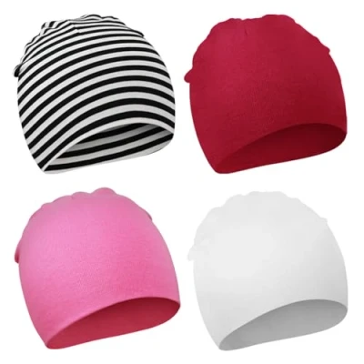 Abbildung von DRESHOW 4 Stücke Unisex Mütze Hut Junge Frühling Mützchen Kleinkind Wendemütze Jersey Slouch Beanie Bekleidung Infant Kindergarten