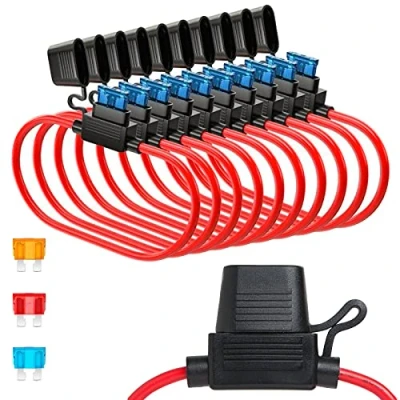 Abbildung von GTIWUNG 10 Stück Sicherungshalter für KFZ Sicherungen mit Voll Vergossenem Gehäuse Flachsicherung Halter Wasserdicht Auto Inline Blade Fuse Holder, Mittlere