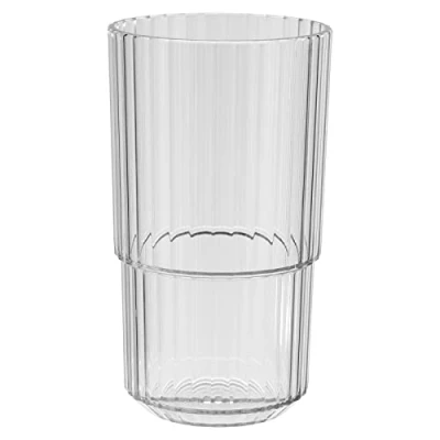 Abbildung von APS Trinkbecher LINEA Hochwertiges Tritan Kunststoff Trinkglas mit 0,5 Liter, BPA frei, stapelbar, bruchfestes Mehrweg Glas, wiederverwendbar und spülmaschinenfest, 500 ml, crystal clear