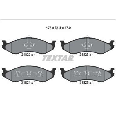 Abbildung von TEXTAR 2182202 Bremsbelagsatz nicht für Verschleißwarnanzeiger vorbereitet JEEP: Grand Cherokee I, II, WRANGLER 2, KIA: CARNIVAL 2