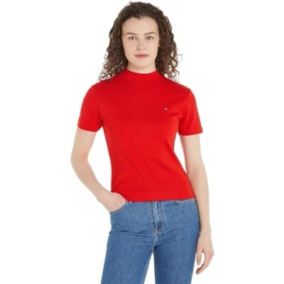 Abbildung von Tommy Hilfiger NEW CODY SLIM CROP MOCK Tshirt basic, Damen, Größe: XXL, Fierce red