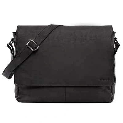 Abbildung von LEABAGS Leder Umhängetasche Herren I Arbeitstasche Laptoptasche bis 15 Zoll Aktentasche Ledertasche Nature Schwarz