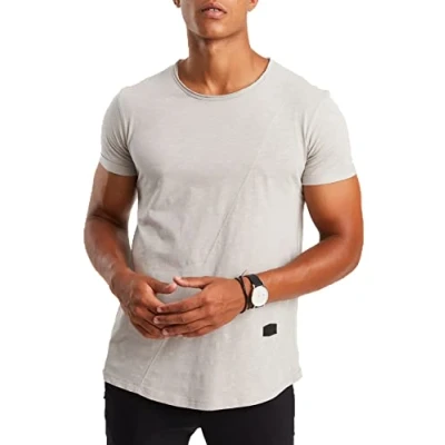 Abbildung von Leif Nelson T Shirt Herren Sommer Rundhals Ausschnitt 100% Baumwolle (Grau, Größe XXL), Regular Fit Shirt, Basic Männer Kurzarm