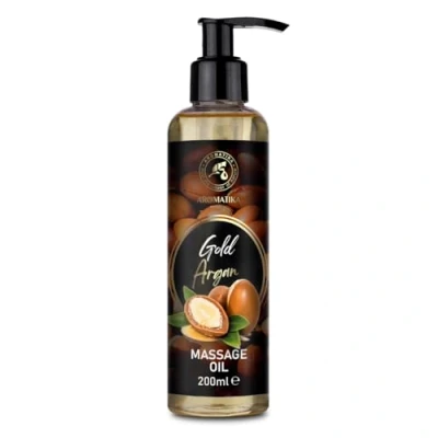 Abbildung von Massageöl Goldenes Argan 200 ml Mandelöl Traubenkernöl Pfirsichkernöl und Jojobaöl Arganö Körperöl Hautpflege Kosmetisches Öl Entspannungsöl