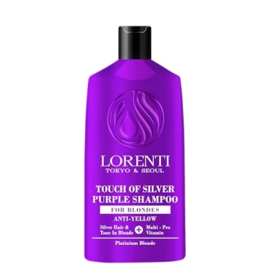 Abbildung von LORENTI TOKYO &amp; SEOUL Touche of Silver Purple Hair Shampoo 630 ml Anti Gelbstich Silbershampoo Haarshampoo für weißes, graues blondiertes Haar mit Violett Pigmenten