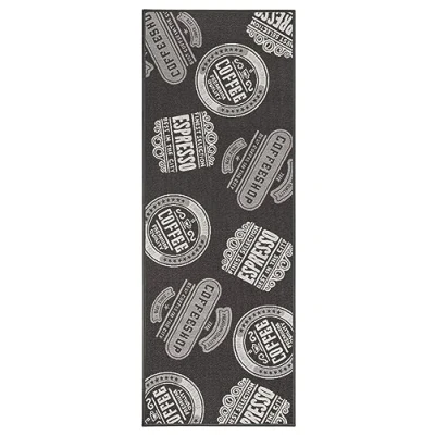 Abbildung von andiamo Küchenläufer Coffeeshop Kurzflor Läufer aus Polyamid Küchenteppich Teppich Küche 67 x 180 cm anthrazit