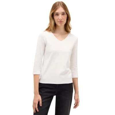 Abbildung von CECIL Damen 3227461 Basic V Neck Shirt, Vanilla White, M