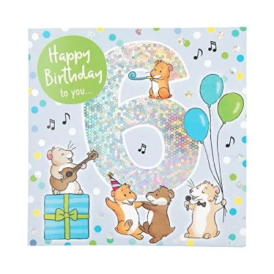 Abbildung von Depesche 11515 012 Zahlenkarte zum 6. Geburtstag mit Musik, veredelte Klappkarte originellem Innentext, inkl. Umschlag, Format 15,5 x cm, mehrfarbig