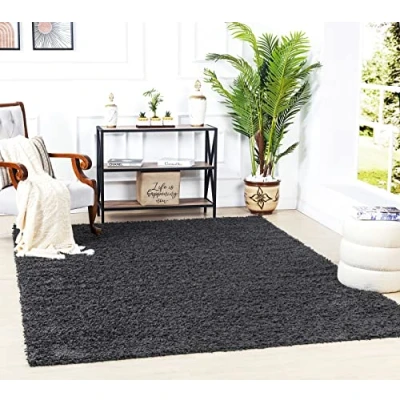Abbildung von Surya Home Shaggy Berber Teppich Flauschiger für Wohnzimmer, Esszimmer, Schlafzimmer, Langflor Hochflor flauschig groß 200x290 cm, Wohnzimmerteppich in Dunkelgrau