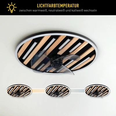 Abbildung von OTTO home LED Deckenleuchte »Deckenventilator Vollo« Modul 1 Stk. warmweiß kaltweiß inkl. Ventilator, dimmbar, CCT, Memory, Nachtlicht, Timer, IR Fernbed.