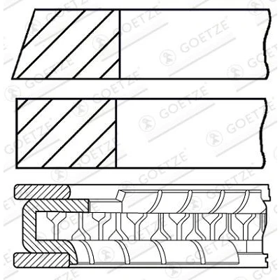 Abbildung von GOETZE ENGINE 08 443900 00 Kolbenringsatz 71 VOLKSWAGEN: Touran I, Polo V Hatchback, SEAT: Leon II Hatchback