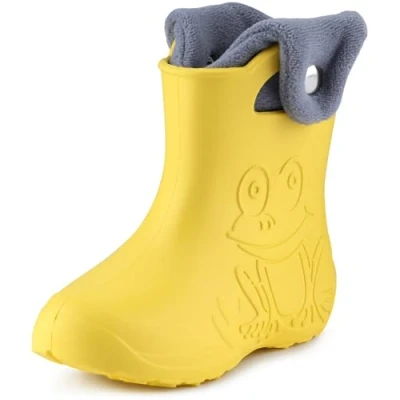 Abbildung von Ladeheid EVA Kinder Jungen Mädchen Gummistiefel Regenschuhe gefüttert Regenstiefel Gummischuhe LA CA 04 (Gelb/Grau, 22/23 EU)