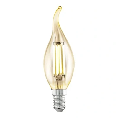 Abbildung von EGLO E14 LED Lampe, Amber Vintage Glühbirne in Kerzenform, Leuchtmittel Kerze für Retro Beleuchtung, 4 Watt (entspricht 26 Watt), 270 Lumen, warmweiß, 2200k, Edison Birne CF35, Ø 3,5 cm, 110059