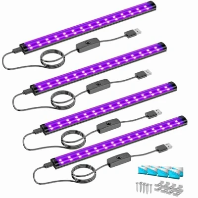 Abbildung von Onforu 10W Schwarzlicht Röhre, USB 28 cm Schwarzlichtlampe, 385 400 nm UV Licht, LED Bar für Disco, Club, Glow Party, Party Zubehör, Halloween Deko, 4er