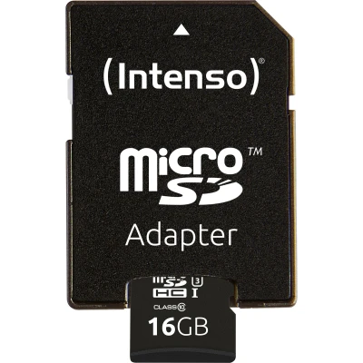 Abbildung von Intenso Professional microSDHC 16GB Class 10 UHS I, U3, V30 Speicherkarte inkl. SD Adapter (bis zu 100 MB/s,) schwarz