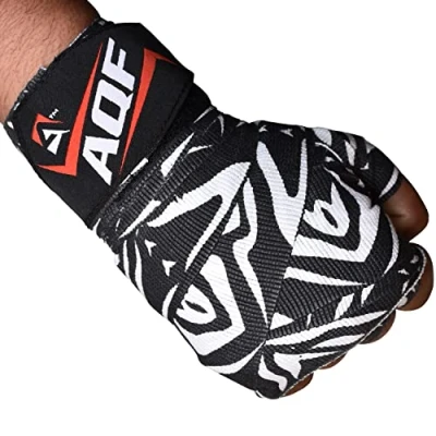 Abbildung von AQF Boxbandagen Für Kampfsport 4 Meter Elastische Boxhandschuhe Innerer Handschuhe Schutz Bandagen Boxen MMA &amp; Cross Fitness Harren Damen (Zebra Streifen)