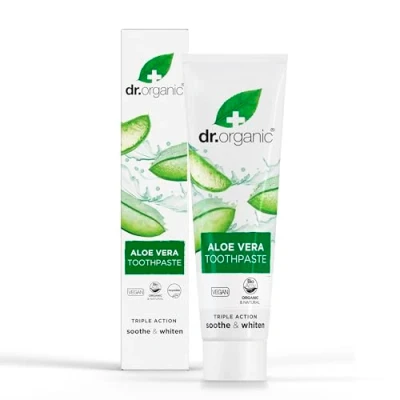 Abbildung von Dr Organic Aloe Vera Zahnpasta, Aufhellend, Natürlich, Vegan, Tierversuchsfrei, Paraben &amp; SLS frei, Bio, 100ml