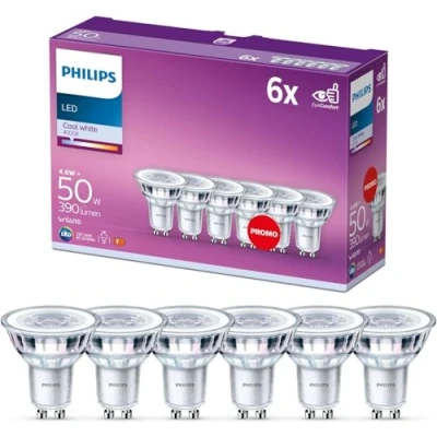 Abbildung von Philips LED Classic GU10 Lampen 6 er Pack (50 W), Reflektor Spots mit kaltweißem Licht, energiesparende langer Nutzlebensdauer