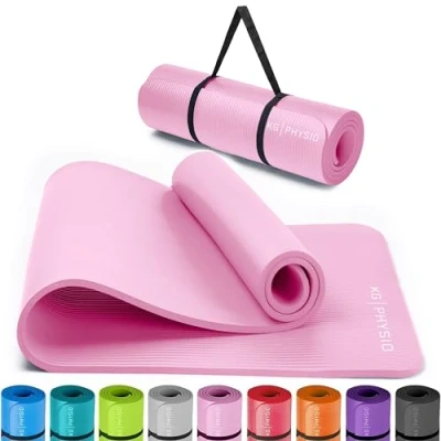 Abbildung von KG Physio Yogamatte Rutschfest und Gepolstert Yoga Matte mit Tragegurt, Fitnessmatte, Turnmatte, Sportmatte Dicke 8mm, Gymnastikmatte, Gym Matte, Pilates Fitness Sport, 183x60cm