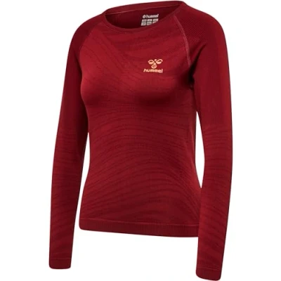 Abbildung von hummel Damen Hmlongrid Seamless L/S Wo Yoga Shirt, Rhubarb/Nasturtium, XXL EU