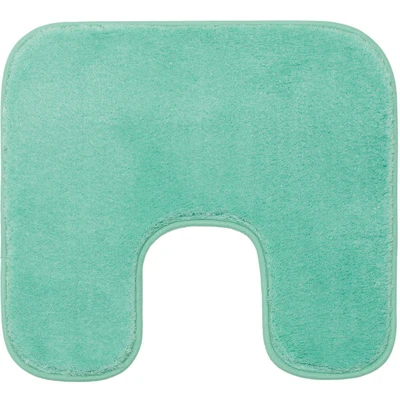 Abbildung von Gözze Premium Rutschfester Badteppich mit Ausschnitt, RIO, 100% Microfaser, Ideal als WC Vorlage für Standtoilette, 50 x 45 cm Mint
