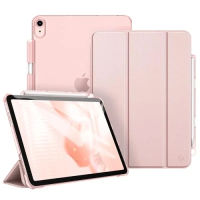 Abbildung von Fintie Hülle für iPad Air 11 Zoll M2, 6 2024 Hülle, 5 2022/ 4 2020 10.9 mit Stifthalter, ultradünne leichte Schutzhülle Case transparenter Rückseite, Roségold