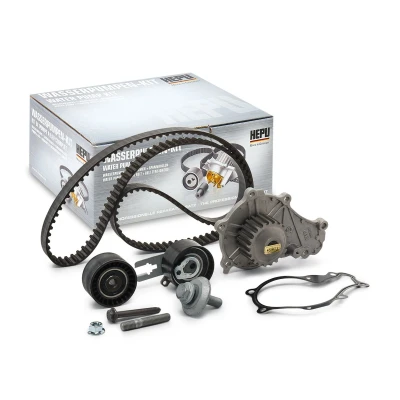 Abbildung von HEPU PK08930 Wasserpumpe + Zahnriemensatz mit Schrauben 144 FORD: FIESTA 6, 5, Fusion Estate, PEUGEOT: 207 Hatchback, 206 Hatchback