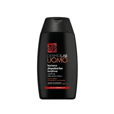 Abbildung von Dermolab Uomo Aftershave Lotion Beruhigend und erfrischend, für alle Hauttypen, beruhigende erfrischende Wirkung, beugt Rötungen vor befeuchtet das Gesicht, dermatologisch getestet, 120 ml
