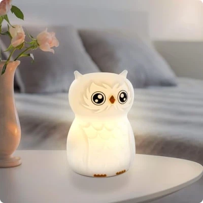 Abbildung von ANSMANN Nachtlicht Kinder, Tier Lampe, Eule aus Silikon, wiederaufladbar, dimmbar, verschiedenfarbig,Geburtstagsgeschenk für Jungen &amp; Mädchen
