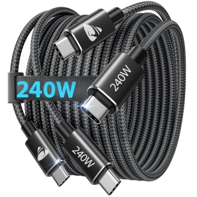 Abbildung von USB C auf Kabel 240W, [2Stück 2M+2M] PD Schnellladekabel Nylon Geflochten Ladekabel für iPhone 16 Pro Max, 15, Samsung S24 S23 S22, iPad Pro, MacBook